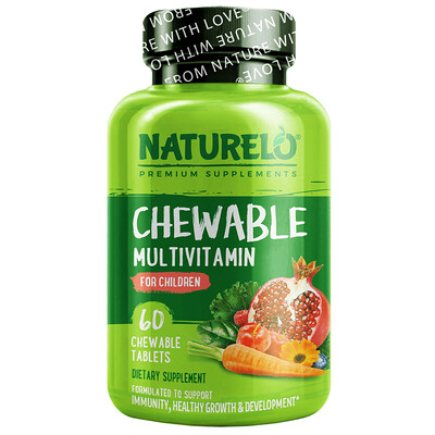 

NATURELO жевательные мультивитамины для детей, 60 жевательных таблеток