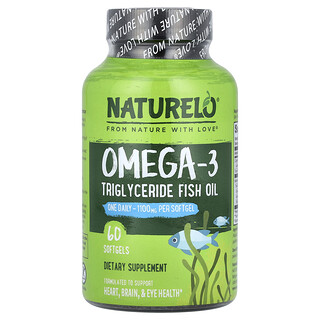 NATURELO, Oméga-3, Triglycérides d'huile de poisson, 1100 mg, 60 capsules à enveloppe molle