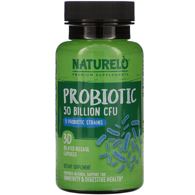 NATURELO Probiotic, 50 Billion CFU, 30 Delayed Release Capsules
