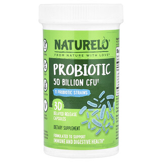NATURELO, 益生菌，500 億 CFU，30 粒緩釋膠囊