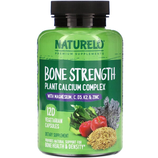 NATURELO, Bone Strength, Plant-Based Calcium Complex, 120 Vegetarian ...