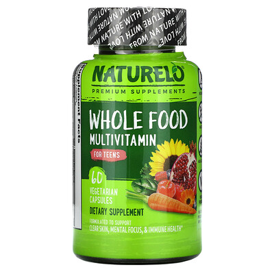NATURELO мультивитамины из цельных продуктов для подростков, 60 растительных капсул