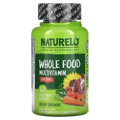 NATURELO мультивитамины из цельных продуктов для подростков 60 растительных капсул