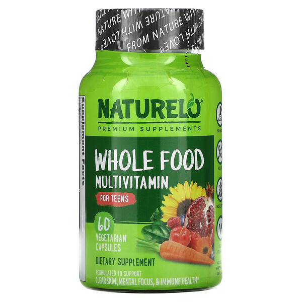 NATURELO‏, Whole Food Multivitamin for Teens, 60 Vegetarian Capsules
