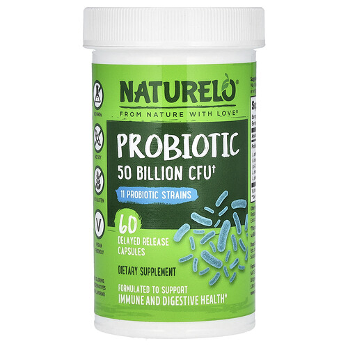 Naturelo Probiotic, 50 Billion CFU, 60 Delayed Release Capsules