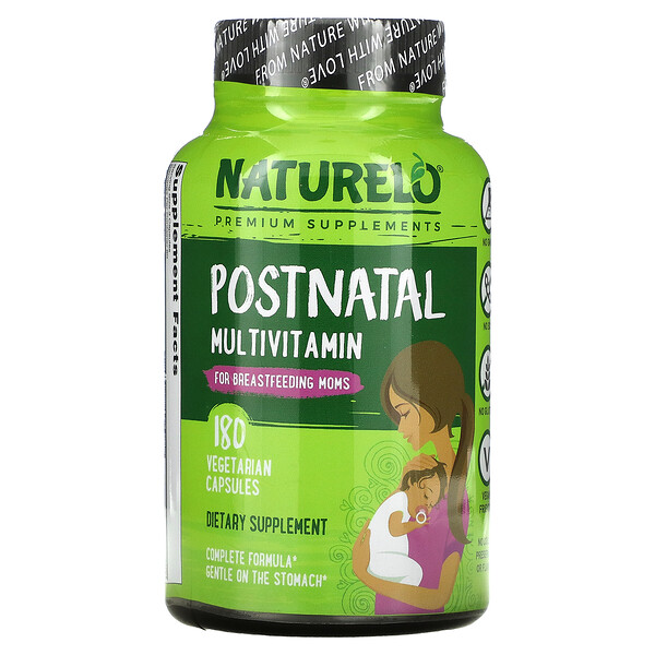 NATURELO, Postnatal Multivitamin, Multivitamine für stillende Mütter, 180 vegetarische Kapseln