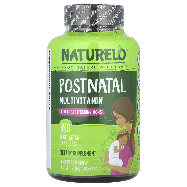 NATURELO Postnatal Multivitamin for Breastfeeding Moms, 180 Vegetarian Capsules