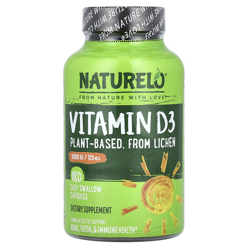 Naturelo Vitamin D3, 125 mcg (5,000 IU), 180 Easy Swallow Capsules