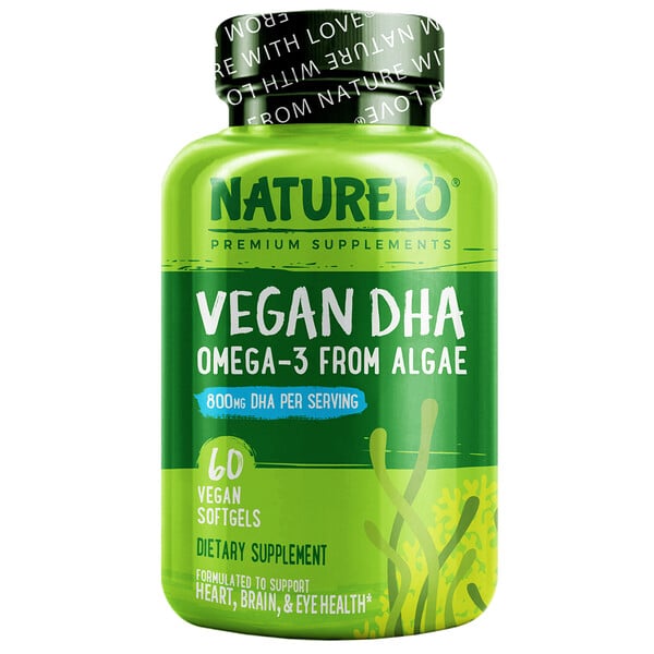 DHA Vegan, Omega 3 dari Ganggang, 800 mg, 60 Kapsul Gel Lunak Vegan
