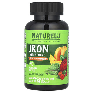 NATURELO, Iron with Vitamin C, Eisen mit Vitamin C, 90 pflanzliche Kapseln