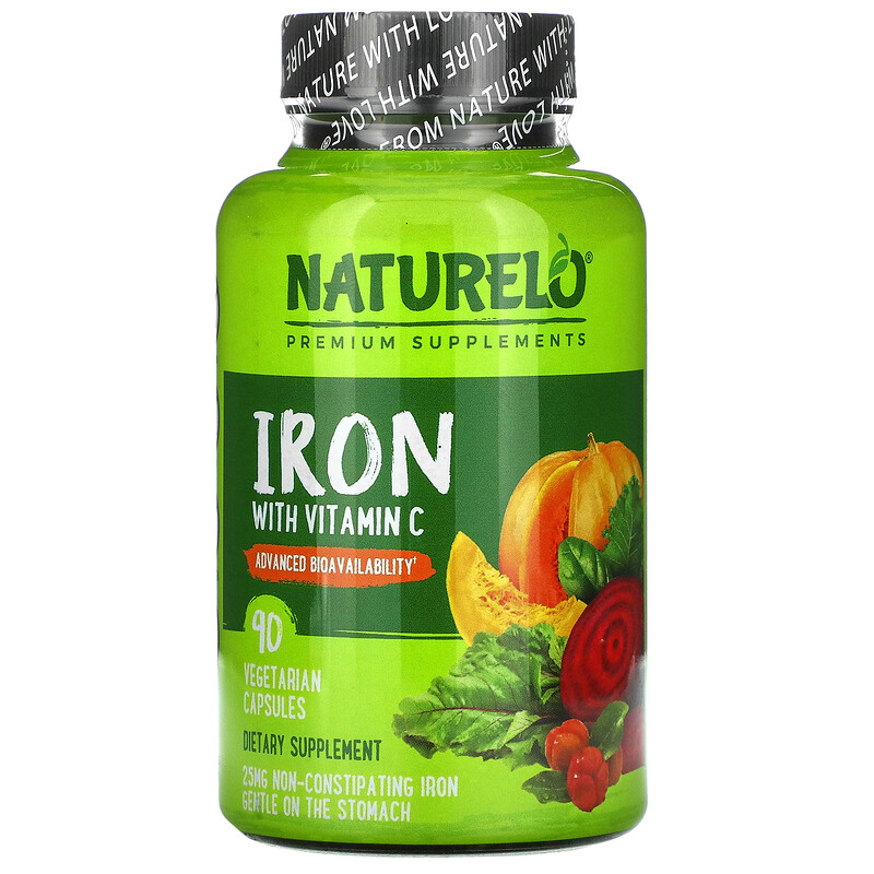 NATURELO, Iron with Vitamin C, 90 Vegetarian Capsules iHerb