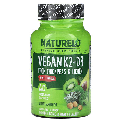 Naturelo , Vitamin K2 + D3, 60 Vegetarian Capsules