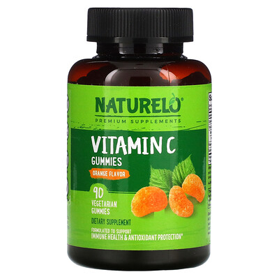 

NATURELO, Vitamin C Gummies, Orange, 90 Vegetarian Gummies