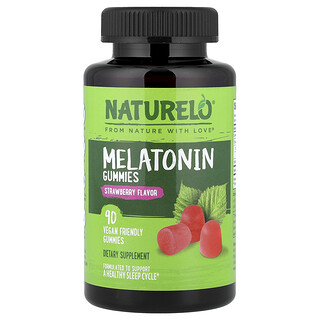 NATURELO, жевательные таблетки с мелатонином, со вкусом клубники, 90 веганских жевательных таблеток (2,5 мг в 1 жевательной таблетке)
