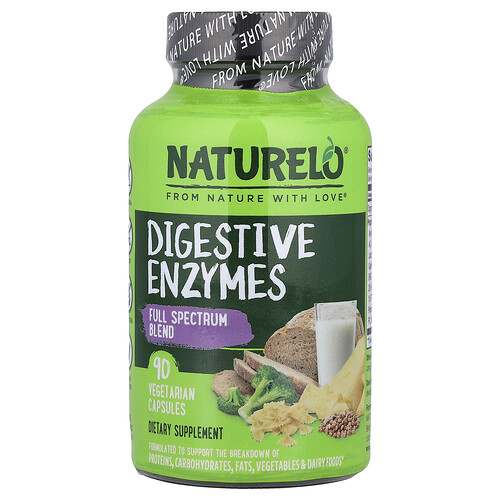 Naturelo Digestive Enzymes, Full Spectrum Blend, 90 Vegetarian Capsules