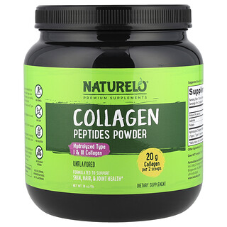 NATURELO, Péptidos de colágeno en polvo, Sin sabor, 1 lb (16 oz)
