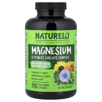 Product Image for NATURELO, Magnesium Glycinate Chelate Complex, 240 Vegetarian Capsules