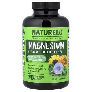 NATURELO, Magnesiumglycinat-Chelat-Komplex, 240 vegetarische Kapseln