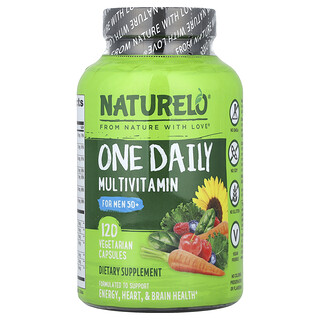 NATURELO, Satu Multivitamin Harian Untuk Lelaki 50+, 120 Kapsul Vegetarian