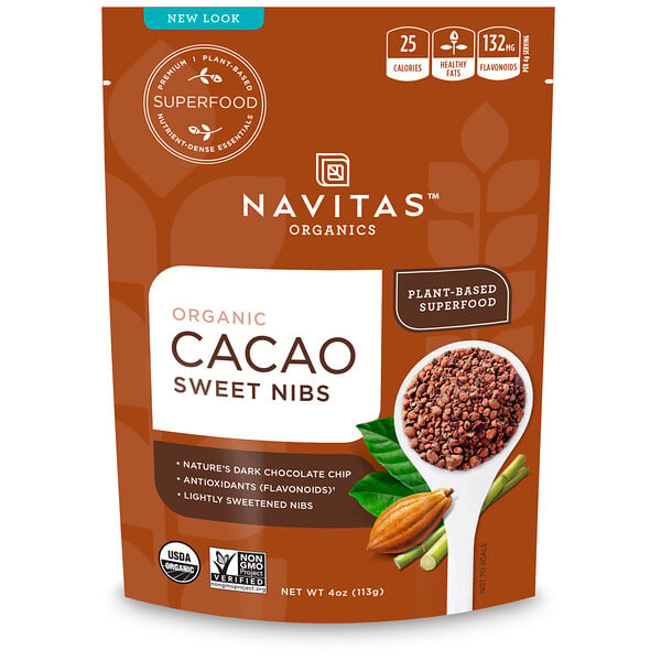Organic Cacao Sweet Nibs, 4 oz (113 g)