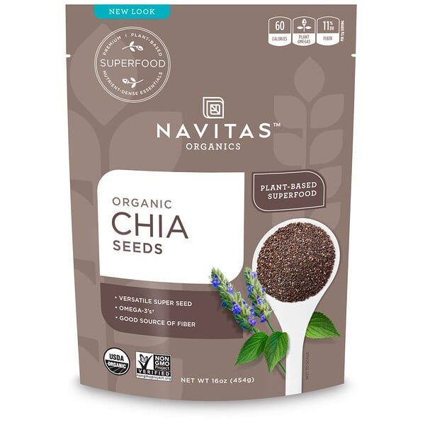 Navitas Organics, Органические семена чиа, 454 г