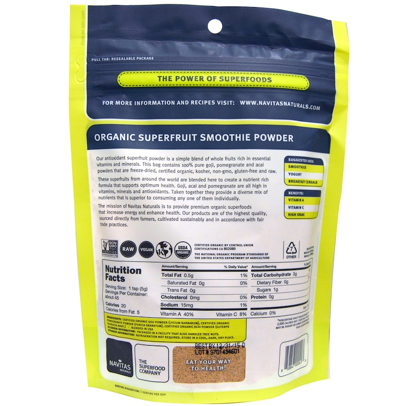 Navitas Organics, Organic, SuperFruit Blend, Antioxidant Smoothie Mix, 8 oz (227 g) iHerb