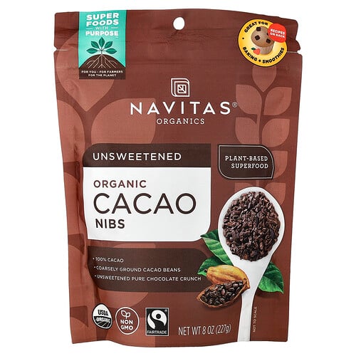 나비타스 오가닉스 Navitas Organics, 유기농 카카오 닙스, 무가당, 227g(8oz)