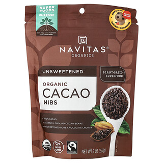Navitas Organics, Trocitos de cacao orgánico, Sin endulzar, 227 g (8 oz)
