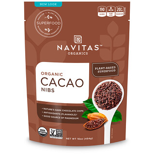 Navitas Organics, Органические кусочки какао-бобов, 454 г