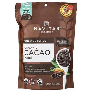 Navitas Organics, Trocitos de cacao orgánico, Sin endulzar, 454 g (16 oz)