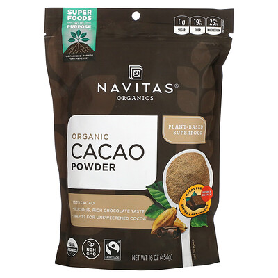 Navitas Organics Органический какао-порошок, 454 г (16 унций)