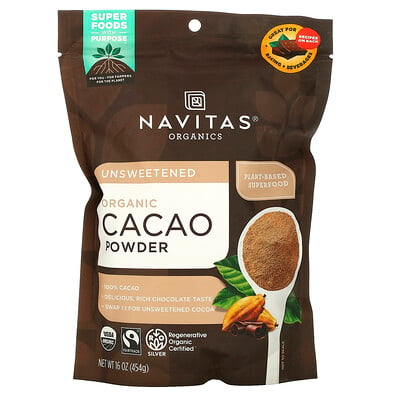 Navitas Organics Органический какао-порошок, 454г (16унций)