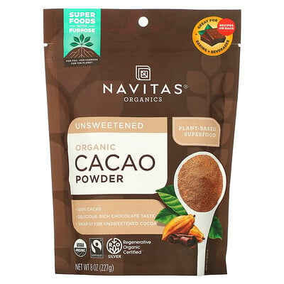 Navitas Organics Органический какао-порошок, 227г (8унций)