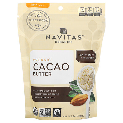 Navitas Organics органическое масло какао, 227 г (8 унций)