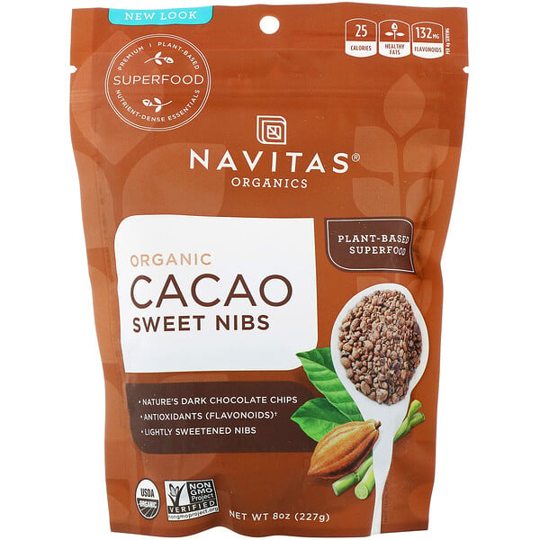 Navitas Organics, Organic Cacao Sweet Nibs, 8 oz (227 g)
