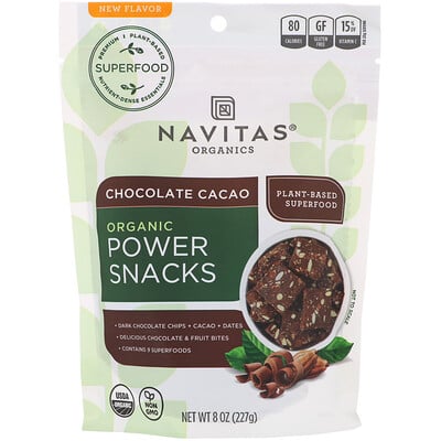 Navitas Organics Power Snacks, Chocolate Cacao, 8 oz (227 g)  - купить со скидкой