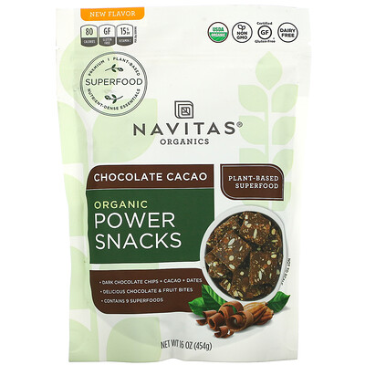 Купить Navitas Organics Organic Power Snacks, Chocolate Cacao, 16 oz (454 g)