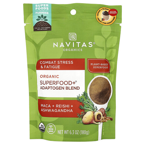 Navitas Organics, Bio-Superfood+ Adaptogen-Mischung, Maca + Reishi + Ashwagandha, 180 g (6,3 oz.)