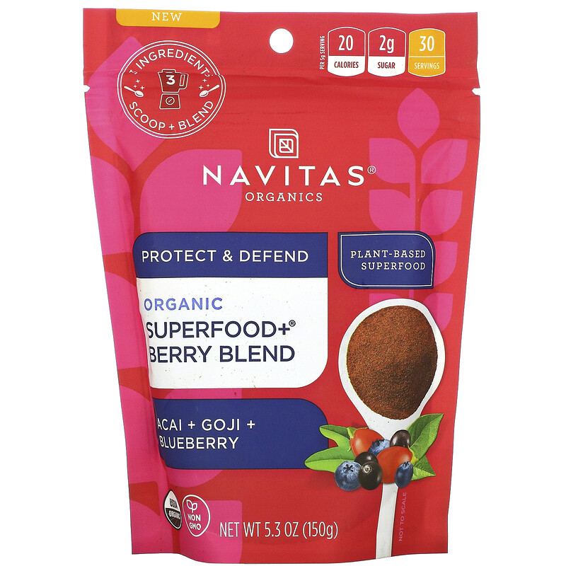 Navitas Organics, Organic Superfood + Berry Blend, Acai + Goji