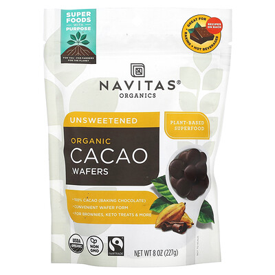 

Navitas Organics, Organic Cacao Wafers, Unsweetened, 8 oz (227 g)