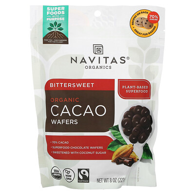 Product Image for Navitas Organics, Organic Cacao Wafers, Bittersweet, 8 oz (227 g)