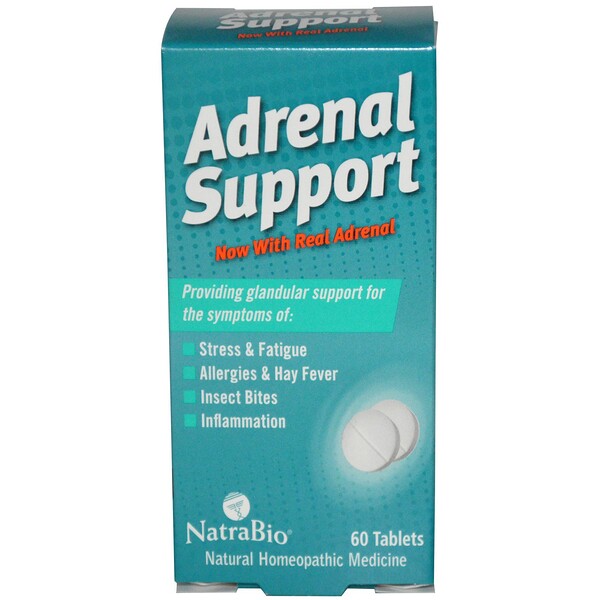 NatraBio, Apoyo Adrenal, 60 Tabletas