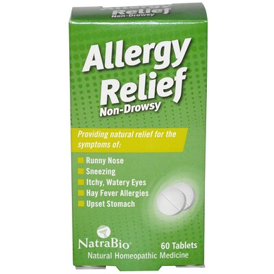 

Allergy Relief, не вызывает сонливости, 60 таблеток