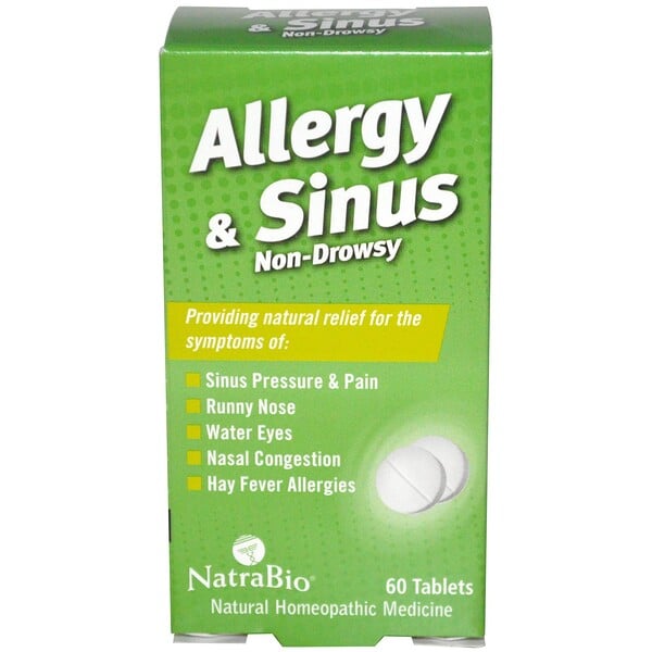 NatraBio, Allergie & Nebenhöhlen, Machen Nicht Müde, 60 Tabletten