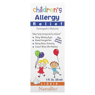 NatraBio, Средство против аллергии для детей, формула без спирта, жидкая форма, 1 жидкая унция (30 мл)