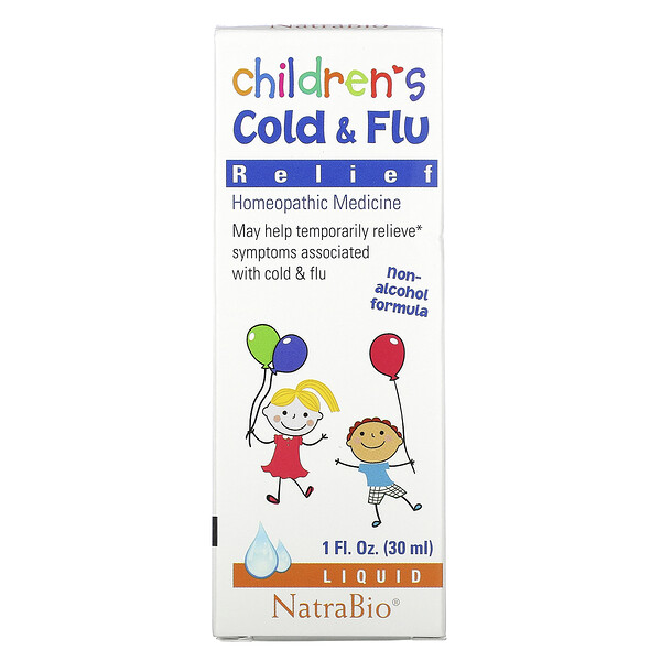 NatraBio‏, טיפות להקלה על תסמינים של צינון ושפעת בילדים, 30 מ"ל (1 אונקיית נוזל)