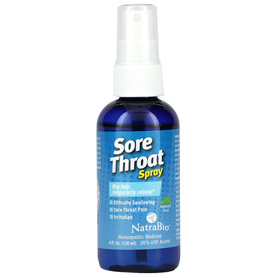 

NatraBio, Sore Throat Spray, Peppermint, 4 fl oz (120 ml)