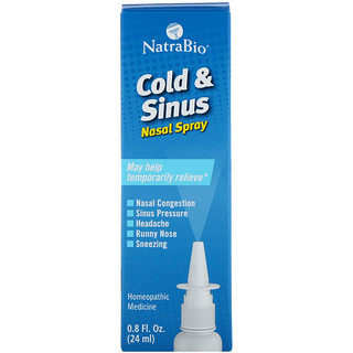 NatraBio, 受涼和鼻竇炎，鼻腔噴霧，0.8液量盎司（24毫升）