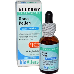 NatraBio, bioAllers, лечение аллергии, пыльца трав, 1 жидкая унция (30 мл)
