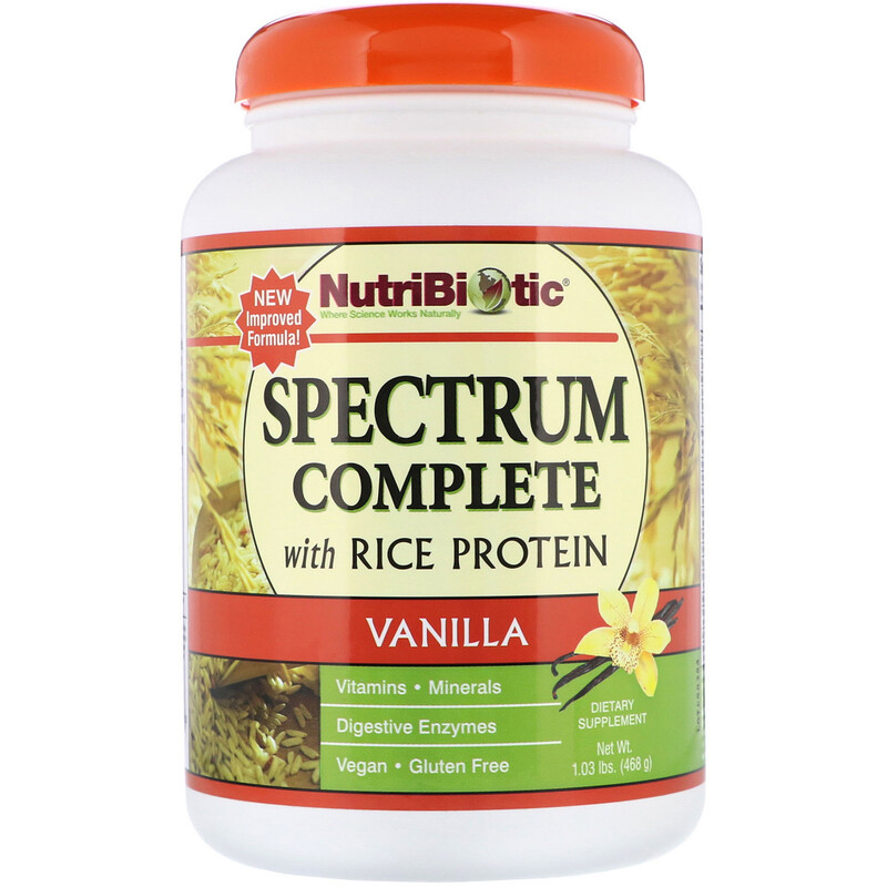 NutriBiotic, Spectrum Complete with Rice Protein, Vanilla, 1.03 lbs